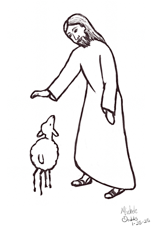 Jesus with Lamb Drawing Image